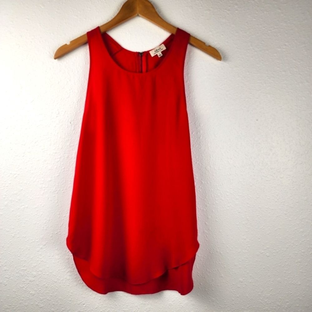 Wilfred Red Tank Top Career Office Professional Lightweight Zipper Blouse Size S